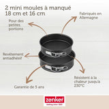 Lot de 2 mini moules a manqué a charniere - ZENKER - Special Mini - 16 et 18 cm