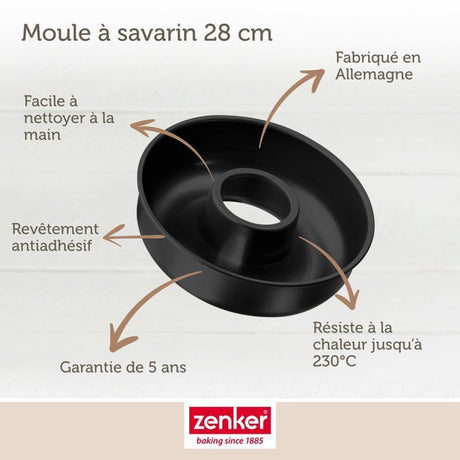 Set de moule a cakes et moule a savarins - ZENKER - Black Metallic - 30,5 x 11,5 cm et 28 cm