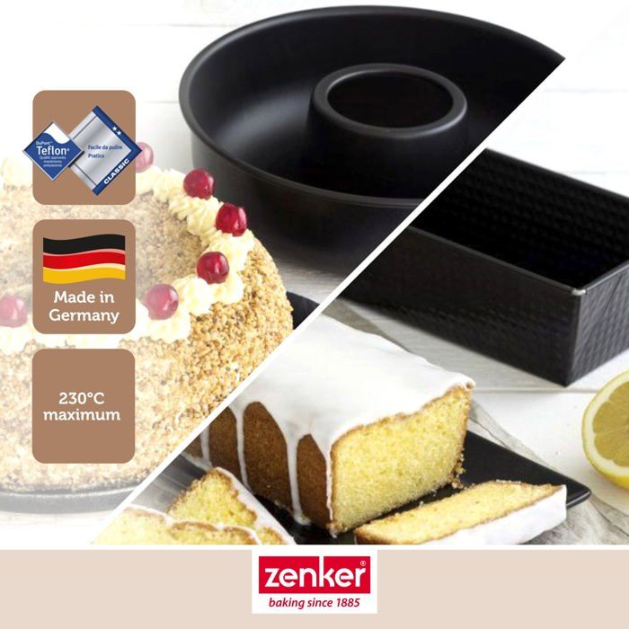 Set de moule a cakes et moule a savarins - ZENKER - Black Metallic - 30,5 x 11,5 cm et 28 cm