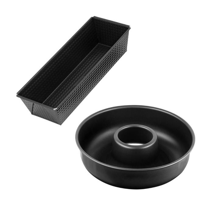 Set de moule a cakes et moule a savarins - ZENKER - Black Metallic - 30,5 x 11,5 cm et 28 cm