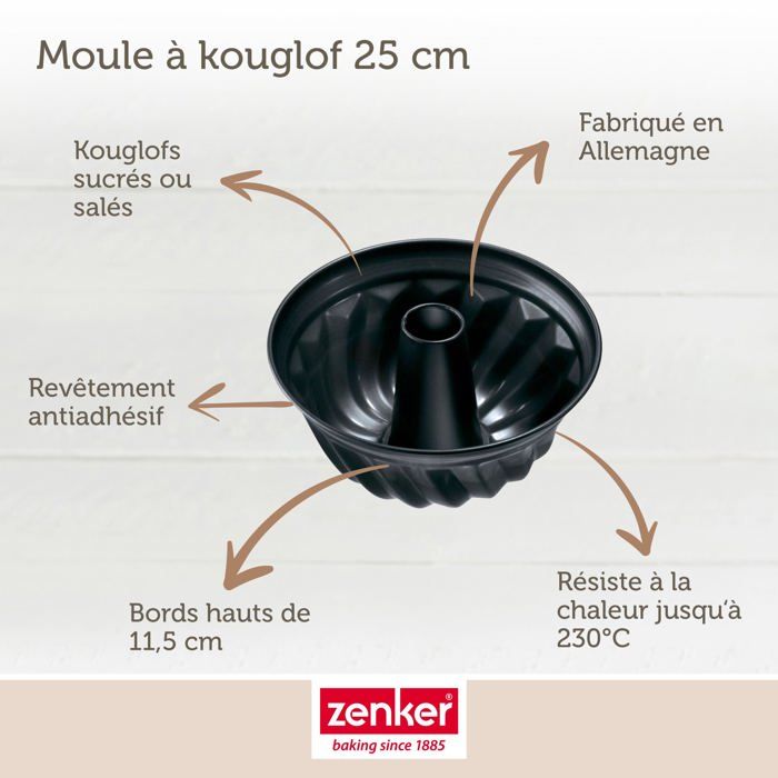 Moule a kouglofs et moule a savarin - ZENKER - Black Metallic - 25 et 28 cm