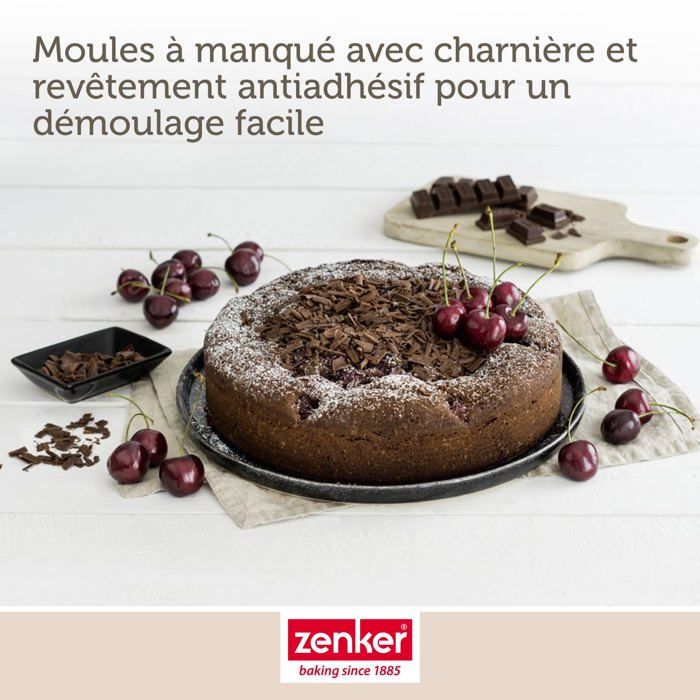 Set de 3 moules a charniere ronds - ZENKER - Black Metallic - 20, 24 et 28 cm