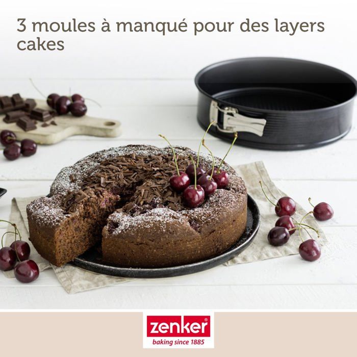 Set de 3 moules a charniere ronds - ZENKER - Black Metallic - 20, 24 et 28 cm