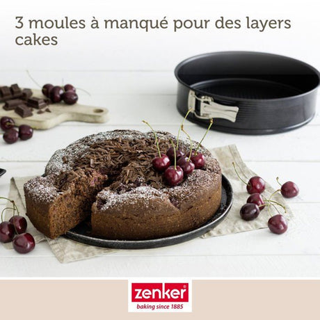 Set de 3 moules a charniere ronds - ZENKER - Black Metallic - 20, 24 et 28 cm