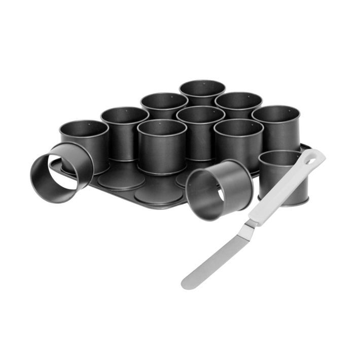 Plaque a pâtisserie mini gâteaux et spatule a glacer - ZENKER - Black Metallic