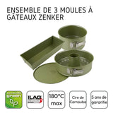 Ensemble de 3 moules a gâteaux - ZENKER - Green Vision - 18 a 30 cm