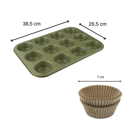 Ensemble 2 pieces spécial muffins - ZENKER - 1 moule 12 empreintes et 40 moules en papier bio