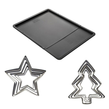 Ensemble avec plaque a pâtisserie extensible et 10 emporte-pieces de Noël - ZENKER