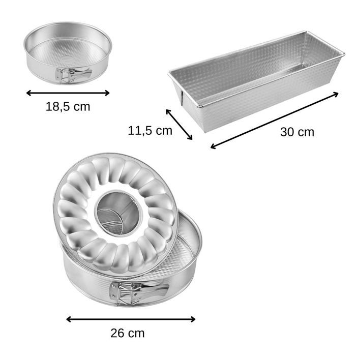 Ensemble de 3 moules a gâteaux - ZENKER- 30, 18 et 26 cm