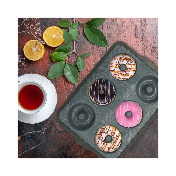 Moule 6 donuts - ZENKER - 36 x 26 cm - Silicone fibre de verre - Noir