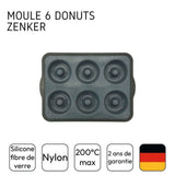 Moule 6 donuts - ZENKER - 36 x 26 cm - Silicone fibre de verre - Noir