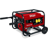 Groupe électrogene essence - ZEUZ - 3000 W - Autonomie 9 h - Moteur 4 temps - Monophasé - Systeme AVR - Rouge
