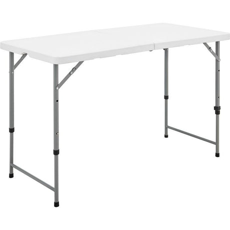 Table de réception pliante - TERRANOVA - Blanche - Structure acier et Plateau en Polyéthylene PEHD - 4 personnes - 122x60,5xH74 cm
