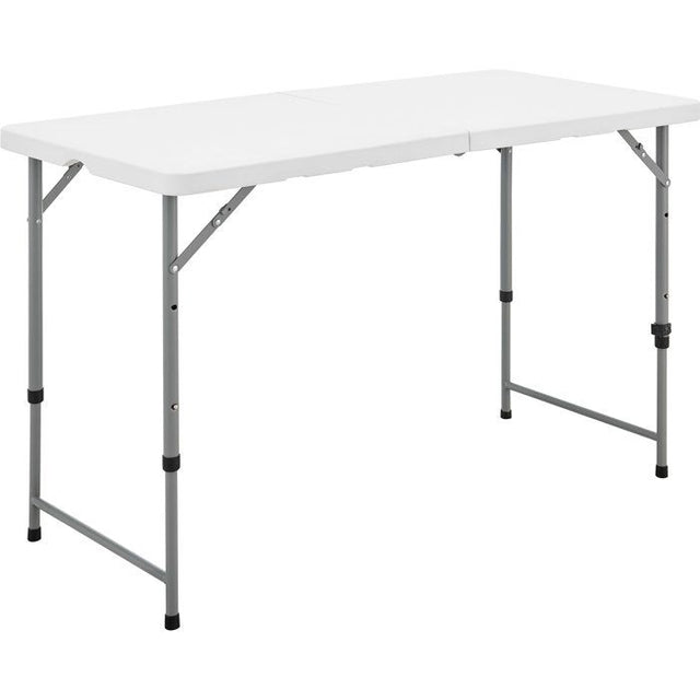 Table de réception pliante - TERRANOVA - Blanche - Structure acier et Plateau en Polyéthylene PEHD - 4 personnes - 122x60,5xH74 cm