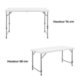 Table de réception pliante - TERRANOVA - Blanche - Structure acier et Plateau en Polyéthylene PEHD - 4 personnes - 122x60,5xH74 cm