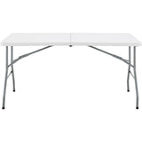 Table de réception pliante - TERRANOVA - Blanche - Structure acier et Plateau en Polyéthylene PEHD - 6 personnes - 152x70xH73,5 cm