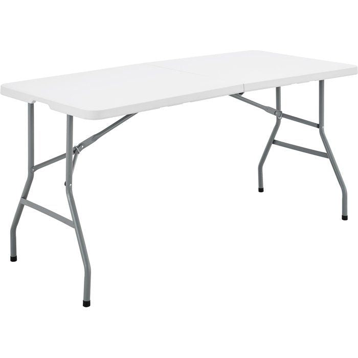 Table de réception pliante - TERRANOVA - Blanche - Structure acier et Plateau en Polyéthylene PEHD - 6 personnes - 152x70xH73,5 cm