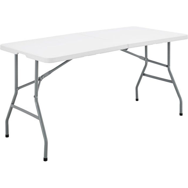 Table de réception pliante - TERRANOVA - Blanche - Structure acier et Plateau en Polyéthylene PEHD - 6 personnes - 152x70xH73,5 cm