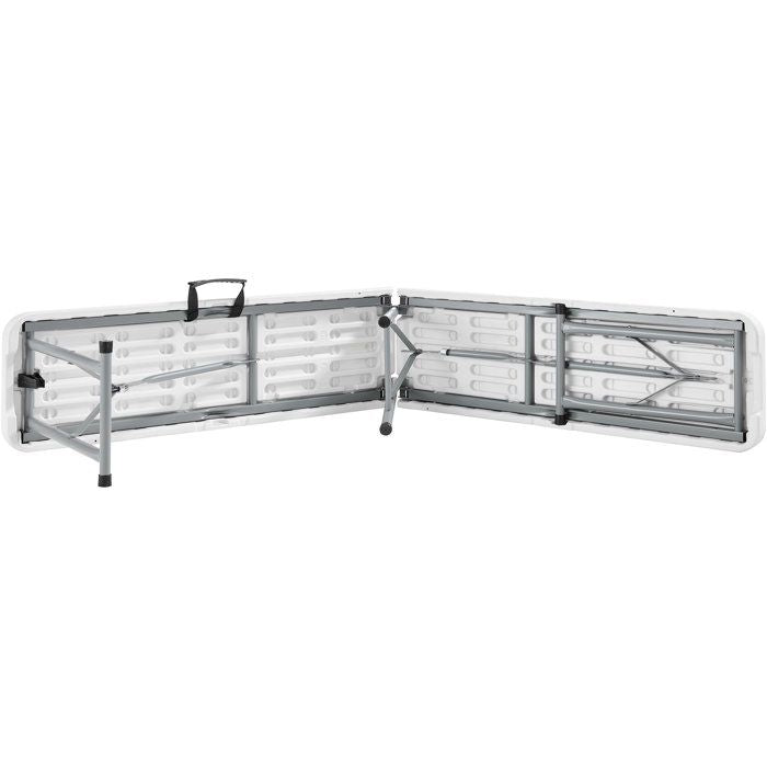 Banc de réception pliable - TERRANOVA - Blanc - Structure en acier et assise en Polyéthylene PEHD - 4 personnes - 180x28xH43 cm