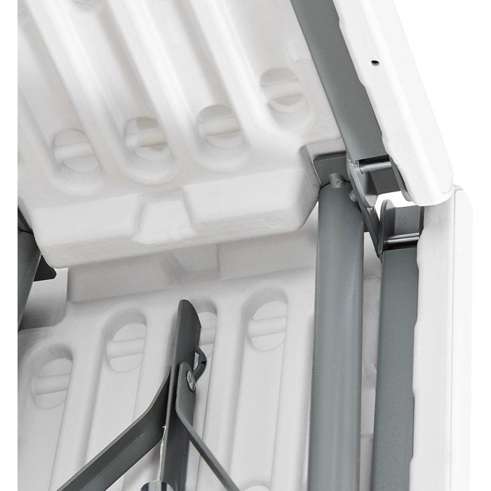 Banc de réception pliable - TERRANOVA - Blanc - Structure en acier et assise en Polyéthylene PEHD - 4 personnes - 180x28xH43 cm