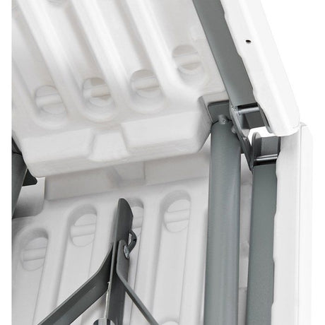 Banc de réception pliable - TERRANOVA - Blanc - Structure en acier et assise en Polyéthylene PEHD - 4 personnes - 180x28xH43 cm