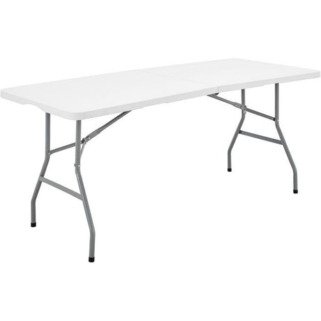 Table de réception pliante - TERRANOVA - Blanche - Structure acier et Plateau en Polyéthylene PEHD - 8 personnes - 180x74xH73,5 cm