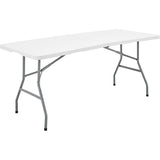 Table de réception pliante - TERRANOVA - Blanche - Structure acier et Plateau en Polyéthylene PEHD - 8 personnes - 180x74xH73,5 cm