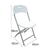 Lot de 2 chaises de jardin pliantes pour réception - 42 x 42 x 87 cm - Structure grise - Assise blanche