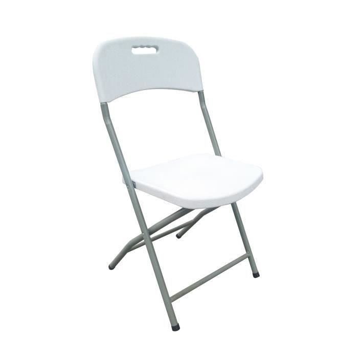 Lot de 2 chaises de jardin pliantes pour réception - 42 x 42 x 87 cm - Structure grise - Assise blanche