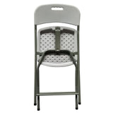 Lot de 2 chaises de jardin pliantes pour réception - 42 x 42 x 87 cm - Structure grise - Assise blanche