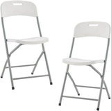 Lot de 2 chaises de réception pliantes - TERRANOVA - 48x44,5xH86 cm - Structure en acier et assise en Polyéthylene PEHD - Blanc