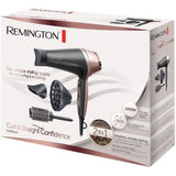 Remington D5706 Coffret Coiffure, Seche-Cheveux Ionique Curl Confidence 2200W, Brosse 45mm, Grille Céramique, Léger, Silencieux