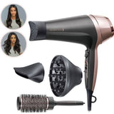 Remington D5706 Coffret Coiffure, Seche-Cheveux Ionique Curl Confidence 2200W, Brosse 45mm, Grille Céramique, Léger, Silencieux