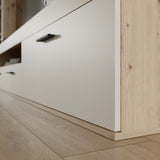 Ensemble meuble TV paroi - ZUMBA - Sable / Chene - 300 x 41 x 200,9 cm - Eclairage LED inclus