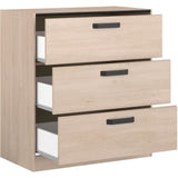 Commode - 3 tiroirs - Coloris Chene et noir - L80 x P44 x H88 cm - PARISOT - ZODIAC