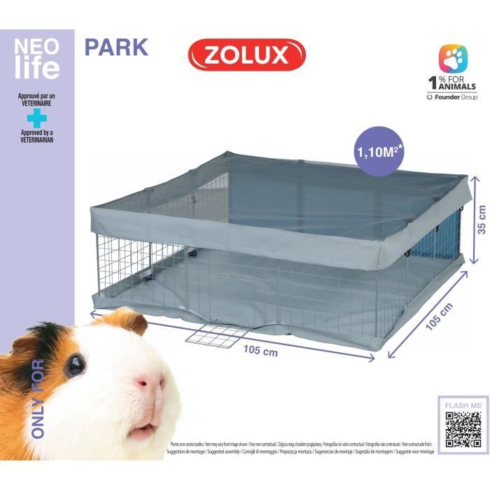 Enclos modulable - ZOLUX - Neo park - Parc pour petits animaux - Cochin d'inde - 105X105X35 - 1,10 m²