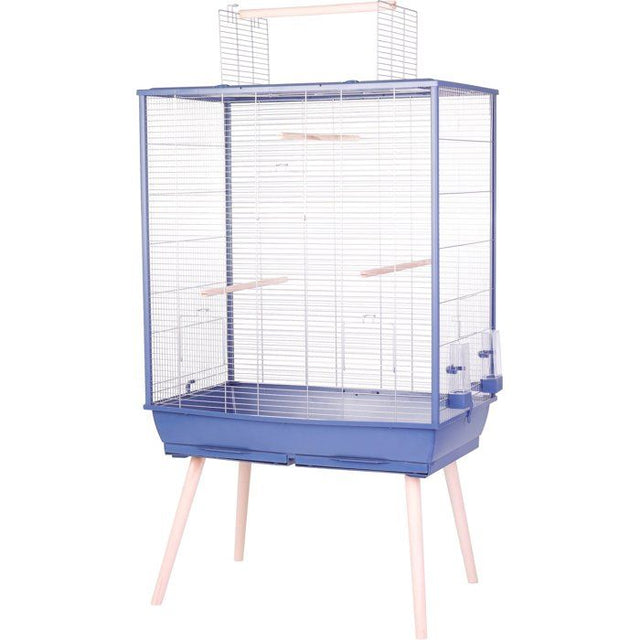 ZOLUX Cage grillagée surélevée pour oiseau Néolife - Pour perruche, calopsitte, canari - 81 x 48 x 152 cm - Néolife - Bleu