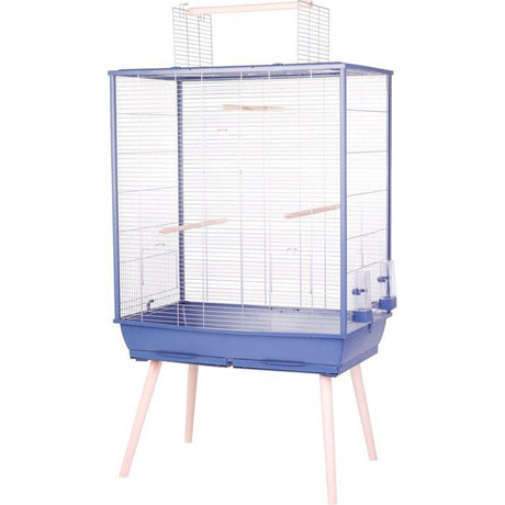 ZOLUX Cage grillagée surélevée pour oiseau Néolife - Pour perruche, calopsitte, canari - 81 x 48 x 152 cm - Néolife - Bleu