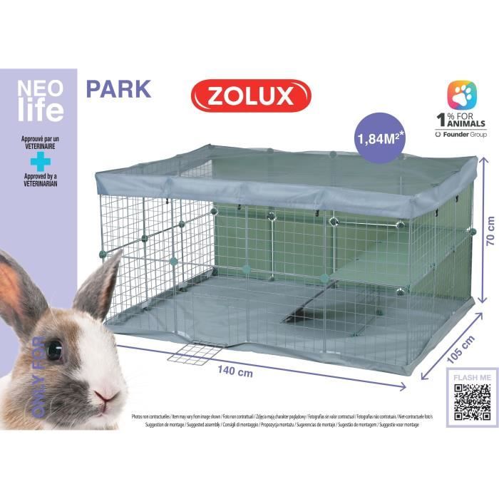Enclos modulable - ZOLUX - Neo park - Parc pour petits animaux - Lapins - 140X105X70 - 1,84 m˛