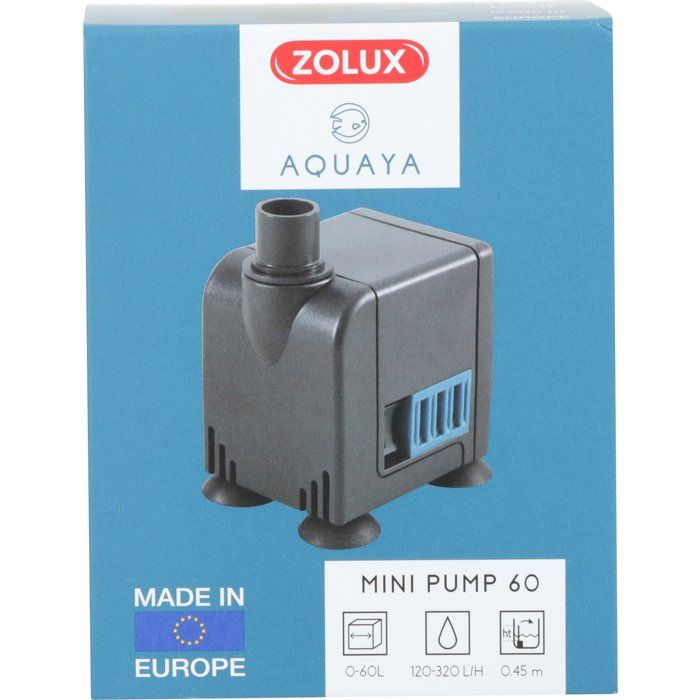Mini pompe a eau aquarium - ZOLUX - 6 W - Débit réglable de 120 a 320 L/H - Pour aquarium jusqu'a 60 L