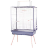 ZOLUX Cage grillagée surélevée pour oiseau - Pour perruche, calopsitte, canari -  81 x 48 x 152 cm - Néolife - Gris