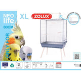 ZOLUX Cage grillagée surélevée pour oiseau - Pour perruche, calopsitte, canari -  81 x 48 x 152 cm - Néolife - Gris