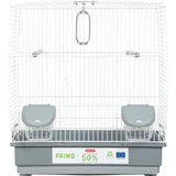 Cage d'élevage oiseaux - Zolux - Primo  40 x 25,5 x 44 cm - 2 perchoirs - 2 mangeoires - Balançoire - Blanc et gris