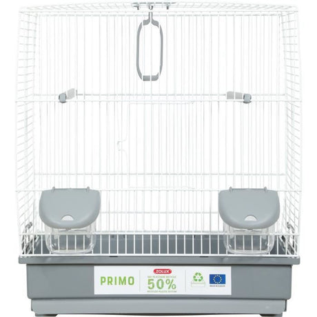Cage d'élevage oiseaux - Zolux - Primo  40 x 25,5 x 44 cm - 2 perchoirs - 2 mangeoires - Balançoire - Blanc et gris