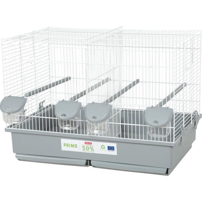 Cage d'élevage oiseaux - Zolux - Primo Cati - 57 x p34.5 x 41 cm - Blanc et gris