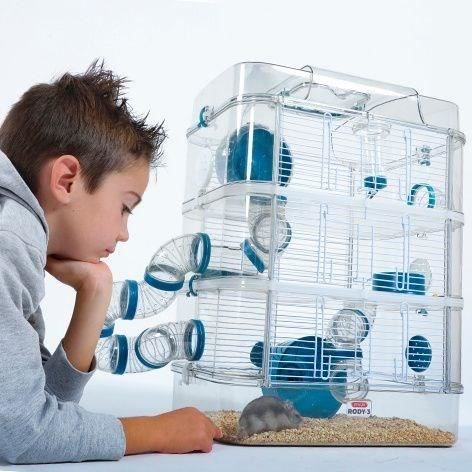 Cage sur 3 étages - ZOLUX - Rody3 trio - Pour hamsters, souris et gerbilles - L 41 x p 27 x h 53 cm - Bleu