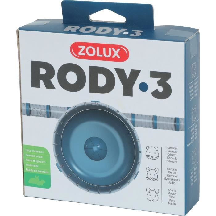 Roue d'exercice silencieuse adaptés aux cages Rody3 - ZOLUX - Rodylounge - Pour petits rongeurs - Bleu
