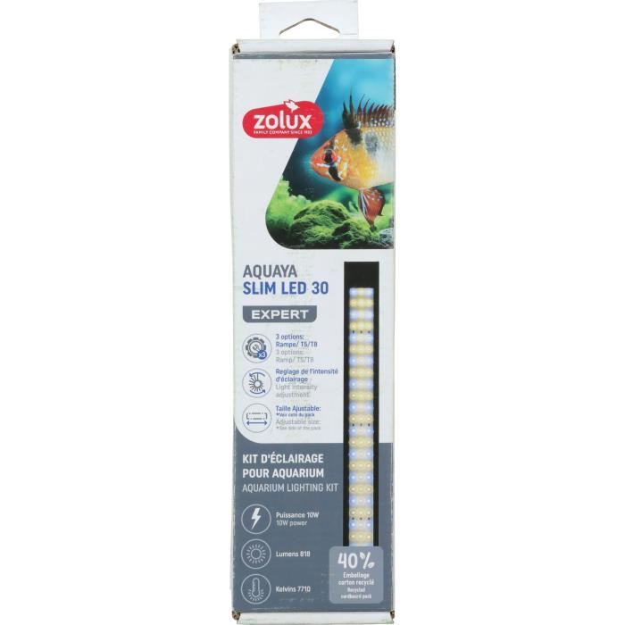 Rampe d'éclairage - Zolux - Slim LED dimmable - Ajustable et adaptable en remplacement d'un tube néon T8 ou T5 - 30 cm