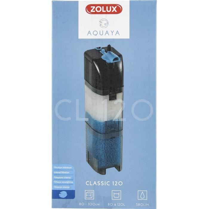 Filtre intérieur - Zolux - Classic - Pour aquarium de 80 a 120 L - Débit de 580 L/h - 6W