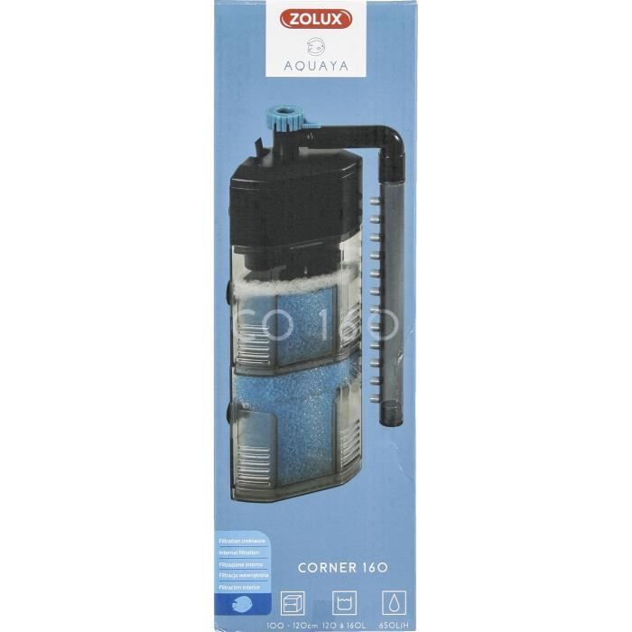 Filtre intérieur - ZOLUX - Corner 160 - 12 W - Débit réglable - Pour aquariums 120 a 160 L